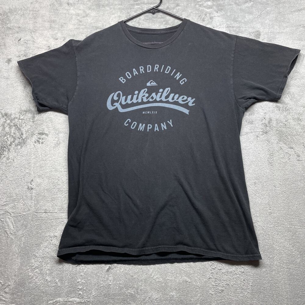 Vintage Quicksilver Shirt Mens Large Faded Black Graphic Short Sleeve Skate Tee